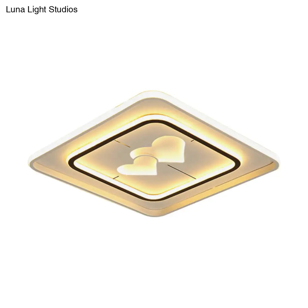 Modernist Led Flush Mount Lamp In White - Round/Square/Rectangle Design Warm/White Light