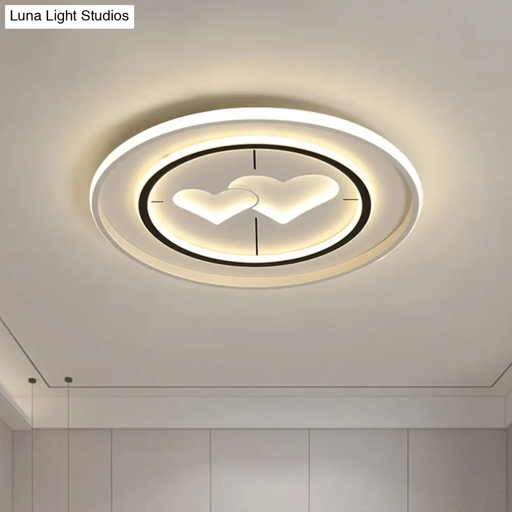 Modernist Led Flush Mount Lamp In White - Round/Square/Rectangle Design Warm/White Light