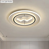 Modernist Led Flush Mount Lamp In White - Round/Square/Rectangle Design Warm/White Light