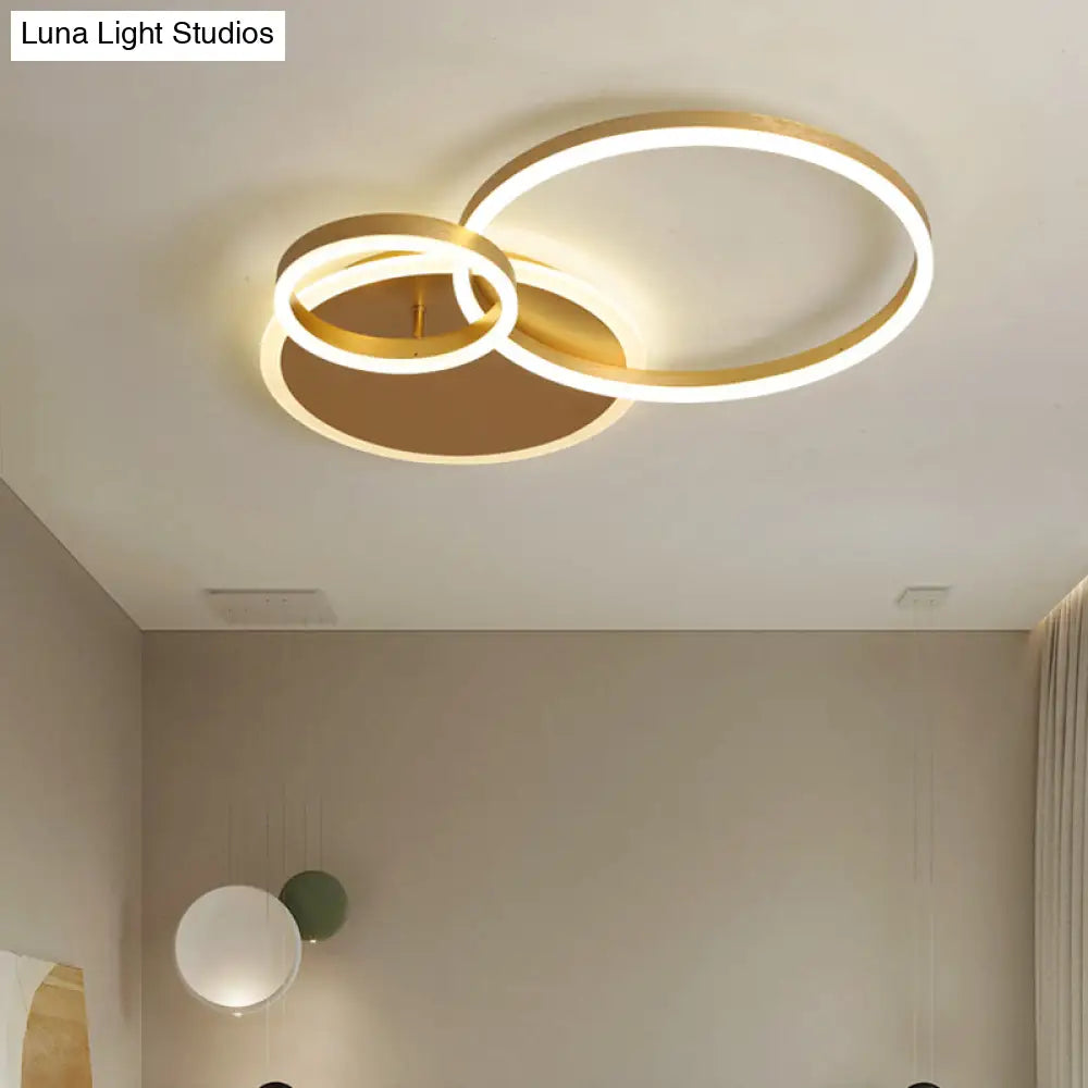 Modernist Led Flushmount Gold Hoop Ceiling Light Acrylic Shade Warm/White – 2/3/5-Head
