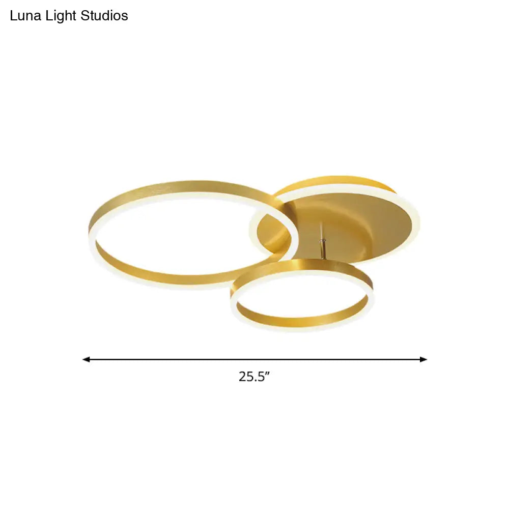 Modernist Led Flushmount Gold Hoop Ceiling Light Acrylic Shade Warm/White – 2/3/5-Head