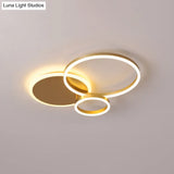 Modernist Led Flushmount Gold Hoop Ceiling Light Acrylic Shade Warm/White – 2/3/5-Head