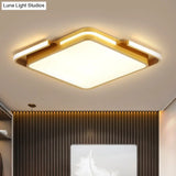 Modernist Led Gold Square Ceiling Fixture - Flush Mount Metal Lighting In Warm/White Light