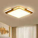 Modernist Led Gold Square Ceiling Fixture - Flush Mount Metal Lighting In Warm/White Light / Warm