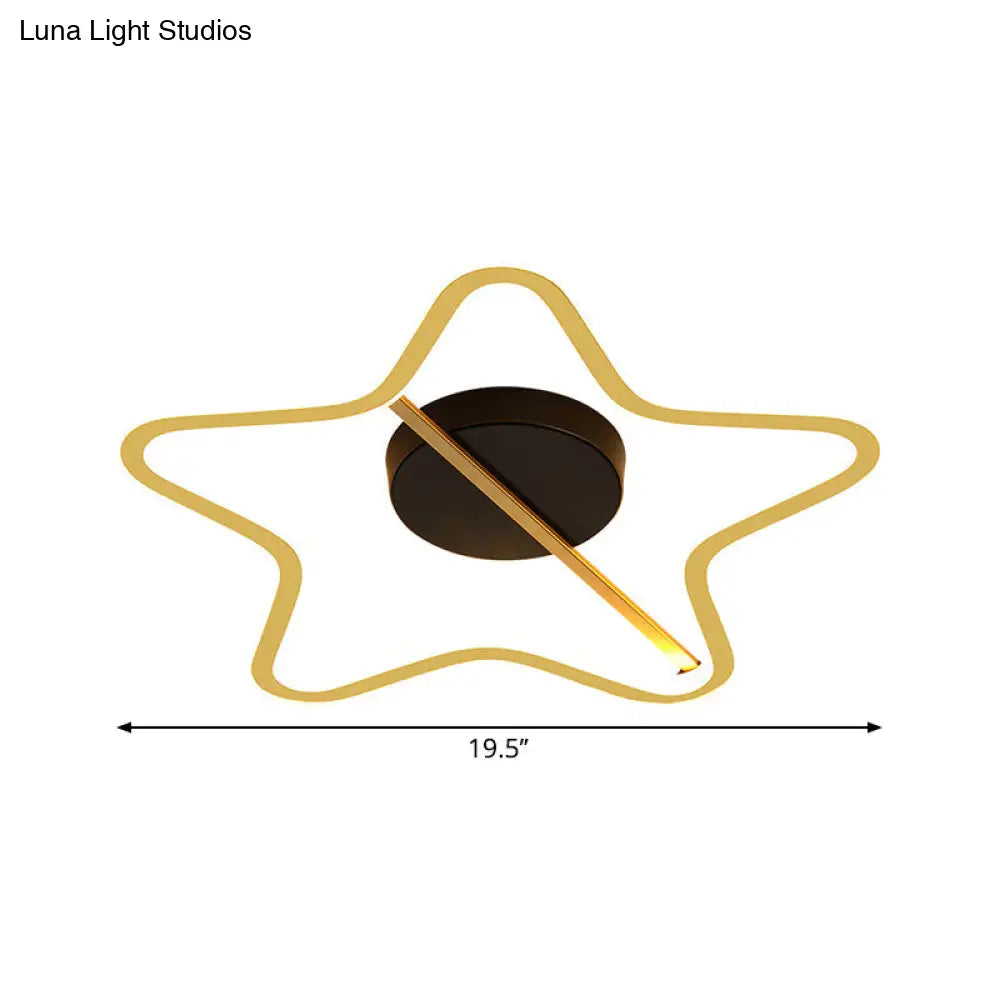 Modernist Led Gold Star Acrylic Flush Mount Ceiling Light With Line Design