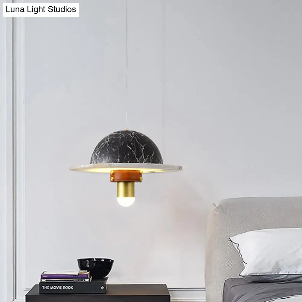 Modernist Led Marble Airship Pendant Ceiling Light - Black Ideal For Bedrooms