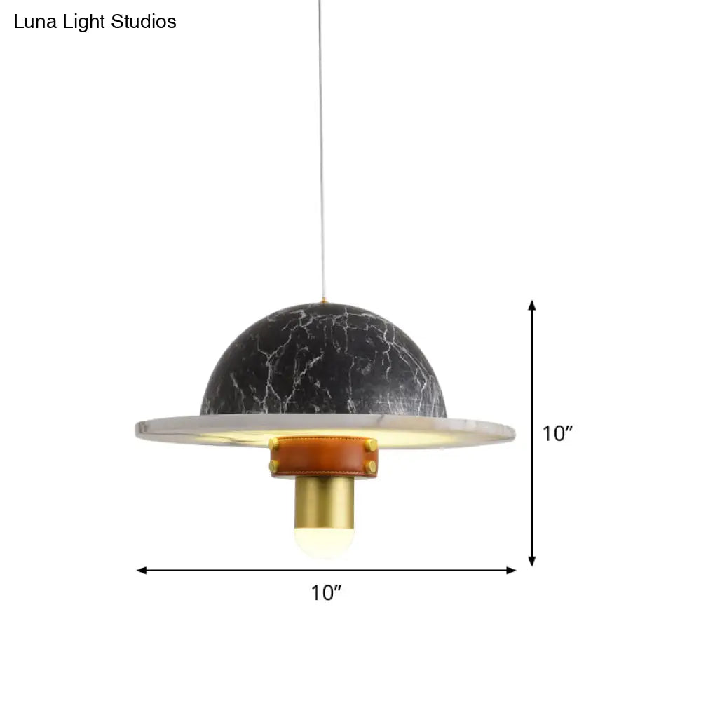 Modernist Led Marble Airship Pendant Ceiling Light - Black Ideal For Bedrooms