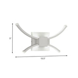 Modernist Led Metallic Wall Light - White Square And Curved Linear Design Warm/White
