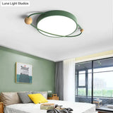 Modernist Led Ringed Planet Flush Light For Bedroom Ceiling - Acrylic Lamp