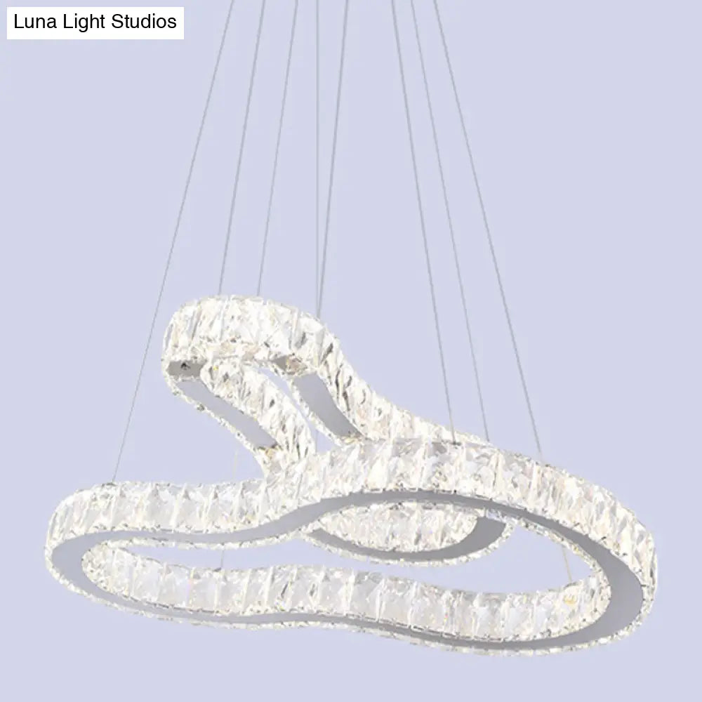 Modernist Led Suspension Chandelier: Crystal Stainless Steel Double Gourd-Shape Ceiling Lamp