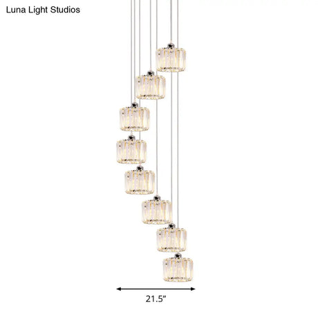 Modernist Lobby Pendant Light With Clustered Crystal Shades - Choose From 3 8 Or 10 Head Options