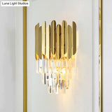 Modernist Metal And Crystal Bedside Wall Lamp With 1 Brass Light
