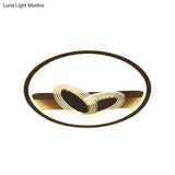Modernist Metal Black/Gold Led Ceiling Flush With Ring And Bow Design Warm/White Light