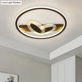 Modernist Metal Black/Gold Led Ceiling Flush With Ring And Bow Design Warm/White Light