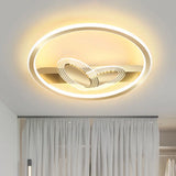 Modernist Metal Black/Gold Led Ceiling Flush With Ring And Bow Design Warm/White Light 16/19.5 Wide