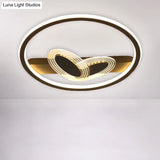 Modernist Metal Black/Gold Led Ceiling Flush With Ring And Bow Design Warm/White Light
