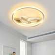 Modernist Metal Black/Gold Led Ceiling Flush With Ring And Bow Design Warm/White Light
