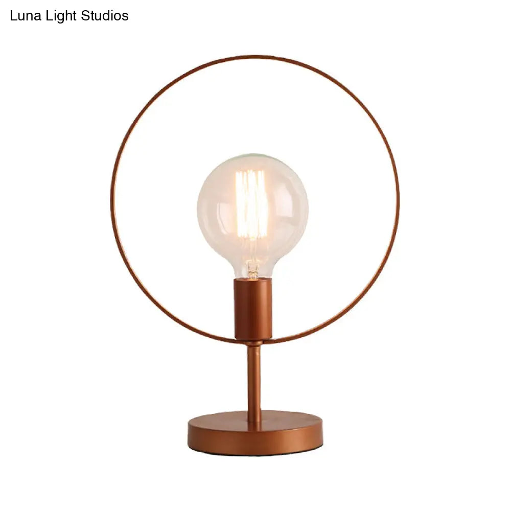 Modernist Metal Desk Lamp: Circular 1 Head Burgundy Reading Light For Study