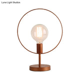 Modernist Metal Desk Lamp: Circular 1 Head Burgundy Reading Light For Study