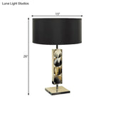Modernist Metal Desk Lamp - Rectangular Night Table Light With 1 Black Fabric Shade For Bedroom