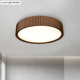 Modernist Metal Drum Flush Ceiling Light Fixture - 18/22 Dia Coffee Led Mount Lamp In