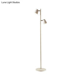 Modernist Metal Floor Reading Lamp - Trumpet Shape 2/3-Head White Ideal For Study Room