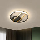 Modernist Metal Flush Ceiling Lighting Fixture - Ring And Oval Design 16.5’/20.5’ Width Led
