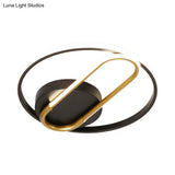 Modernist Metal Flush Ceiling Lighting Fixture - Ring And Oval Design 16.5’/20.5’ Width Led