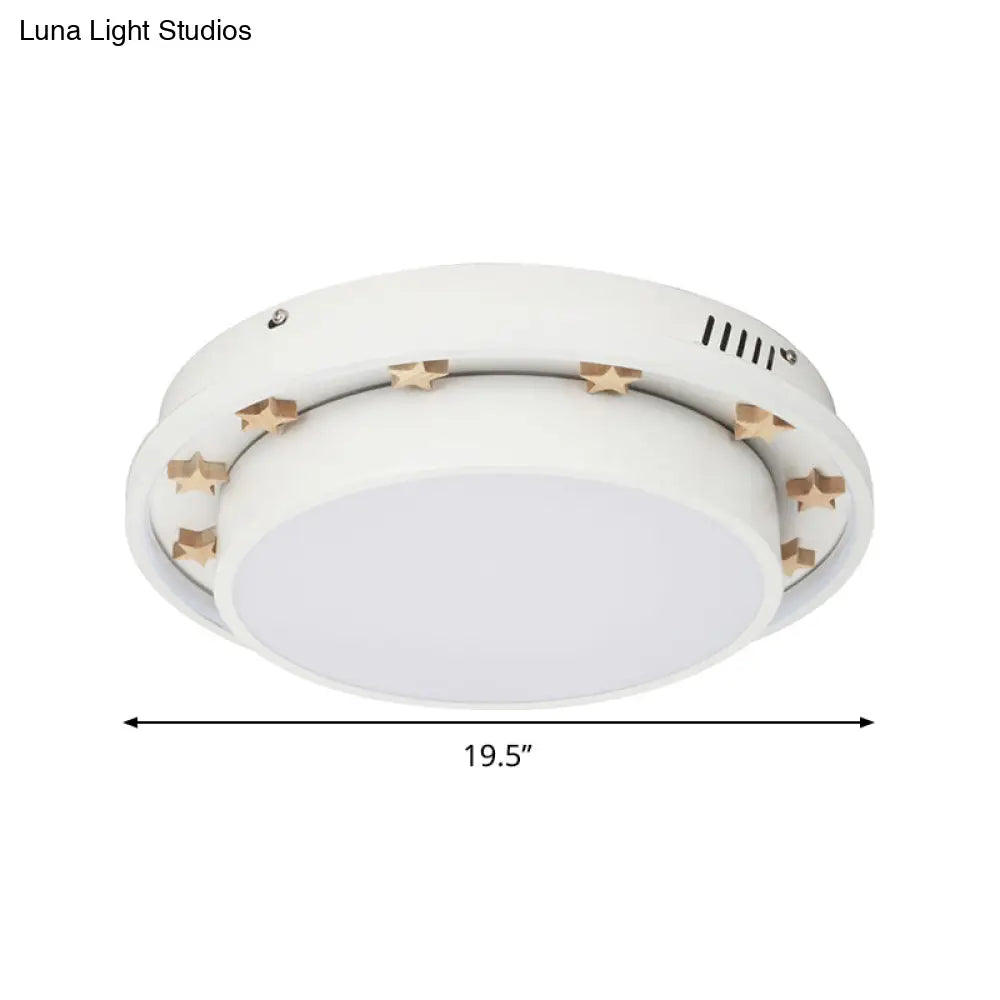 Modernist Metal Led Flush Mount Ceiling Light Fixture For Bedroom - 16’/19.5’ Wide Circular