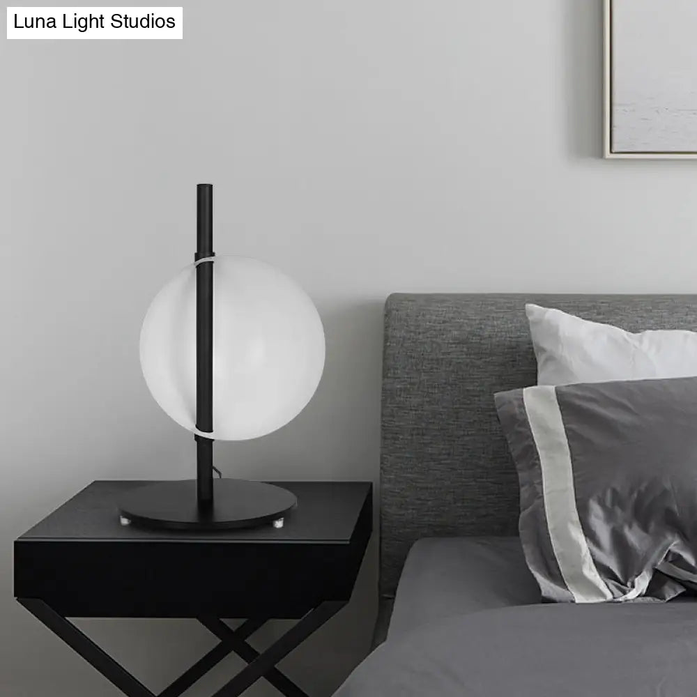 Modernist Metal Led Nightstand Lamp In Black - Stylish Lighting For Living Room
