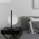 Modernist Metal Led Nightstand Lamp In Black - Stylish Lighting For Living Room