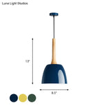 Modernist Metal Pendant Ceiling Light - Yellow/Blue/Green Domed Design Perfect For Dining Room