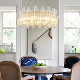 Modernist Metal Ring Pendant Chandelier With Crystal Pipe - Gold