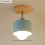 Modernist Metal Semi Mount Ceiling Light With Rotatable Cylinder Design - 1 White/Green