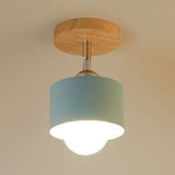 Modernist Metal Semi Mount Ceiling Light With Rotatable Cylinder Design - 1 White/Green Blue