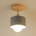 Modernist Metal Semi Mount Ceiling Light With Rotatable Cylinder Design - 1 White/Green Grey