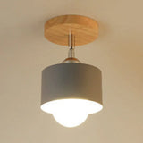 Modernist Metal Semi Mount Ceiling Light With Rotatable Cylinder Design - 1 White/Green Grey