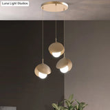 Modernist Metal Shell Pendant Light With 3 Gold Led Lights - Ceiling Suspension Lamp