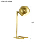 Modernist Metal Spherical Book Light In Gold - Study Task Lighting 1 Bulb