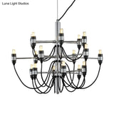 Modernist Metallic 18/30-Light Layered Chandelier: Stylish Dining Room Ceiling Lamp In Chrome