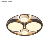 Modernist Metallic Black Round Led Flush Ceiling Light - Bedroom Mount 16.5’/20.5’ Wide
