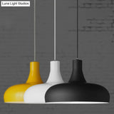 Modernist Metallic Dome Hanging Lamp - 1 Head Pendant Lighting For Dining Room In Black/White/Yellow