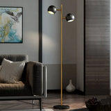 Modernist Metallic Globe Shade Floor Lamp - 2-Light Stand Light In Black For Living Room