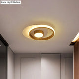 Modernist Metallic Gold/Black - White Led Flush Mount Lamp For Corridor - Warm/White Light