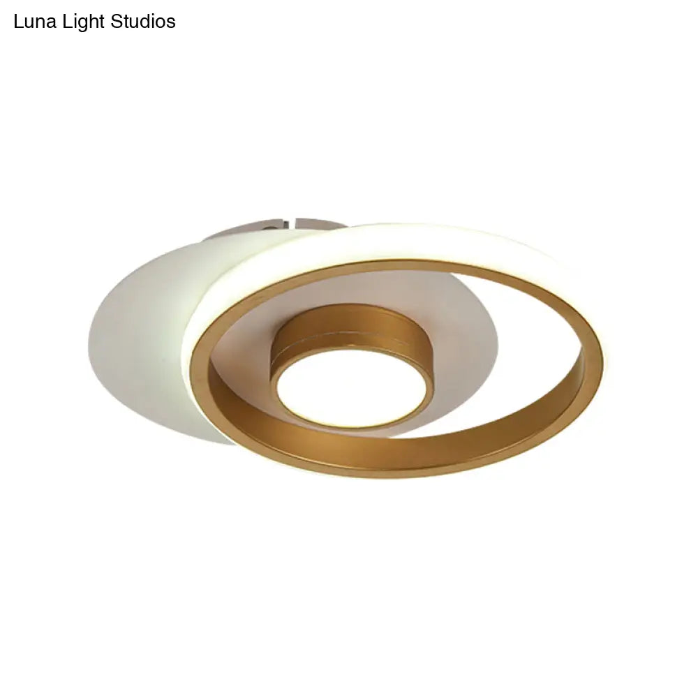 Modernist Metallic Gold/Black - White Led Flush Mount Lamp For Corridor - Warm/White Light