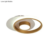 Modernist Metallic Gold/Black - White Led Flush Mount Lamp For Corridor - Warm/White Light