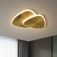 Modernist Metallic Triangle Ceiling Fixture With Led Flush Mount Lighting In Gold Warm/White/3