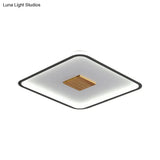 Modernist Metallic Ultrathin Square Ceiling Lamp In Black - White With Led Flush Mount Fixture
