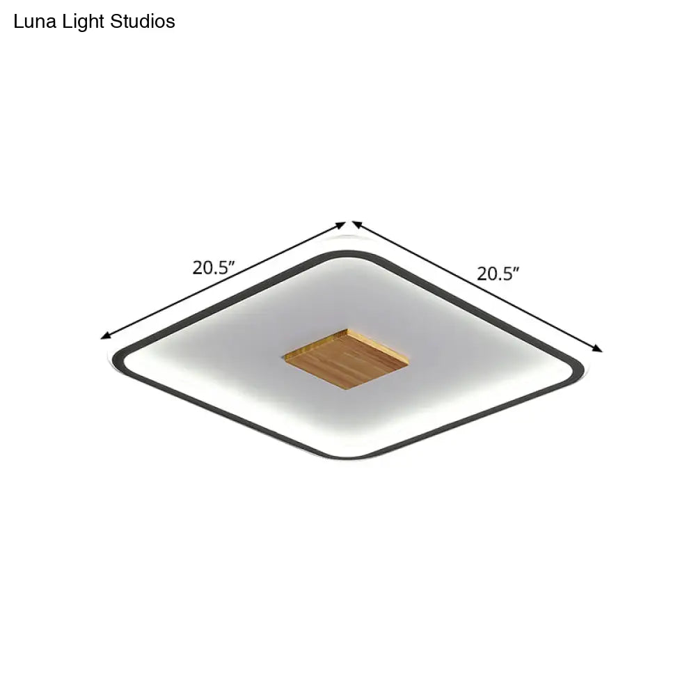 Modernist Metallic Ultrathin Square Ceiling Lamp In Black - White With Led Flush Mount Fixture