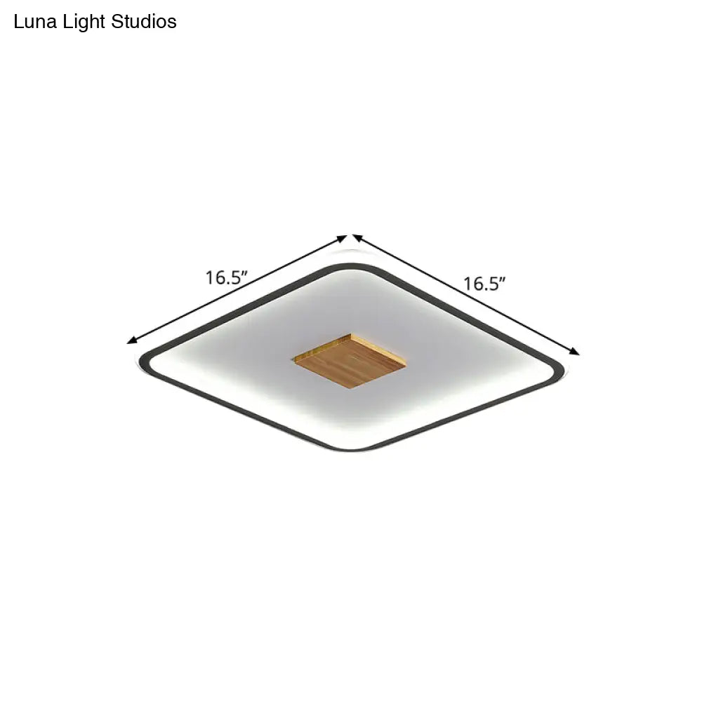 Modernist Metallic Ultrathin Square Ceiling Lamp In Black - White With Led Flush Mount Fixture